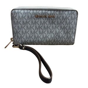 Michael Kors Monogram Pale Ocean Blue Wallet Wristlet